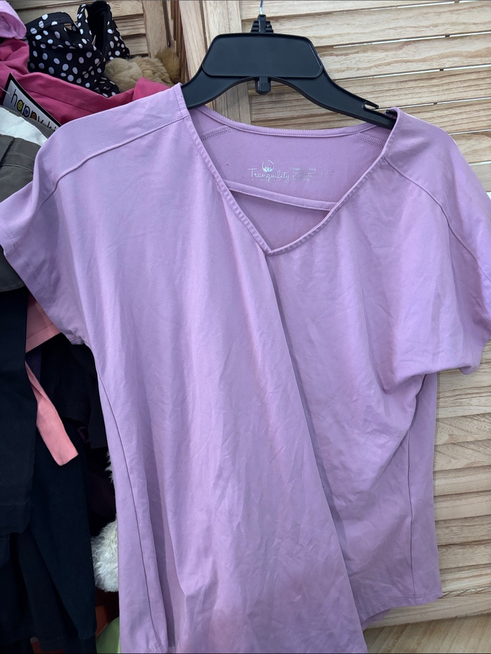 Tranquility by Colorado Clothing Lilac V-Neck Short Sleeve Top Small